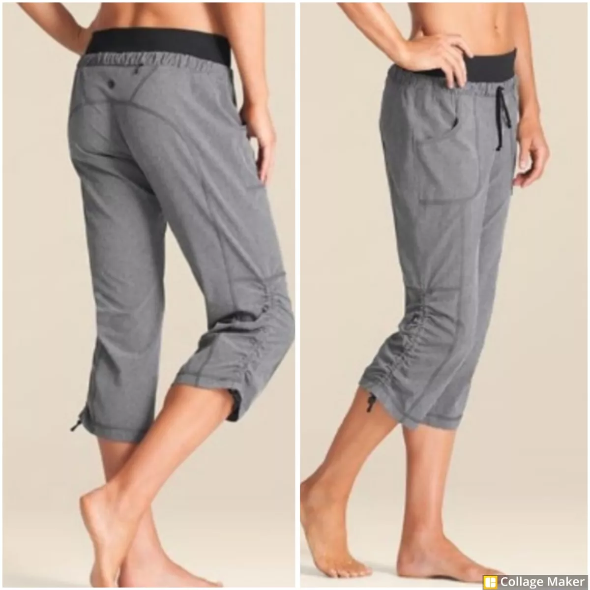 ATHLETA Alegro Capri Pant Stretch Cinch Legs #405068, Heather Gray 4