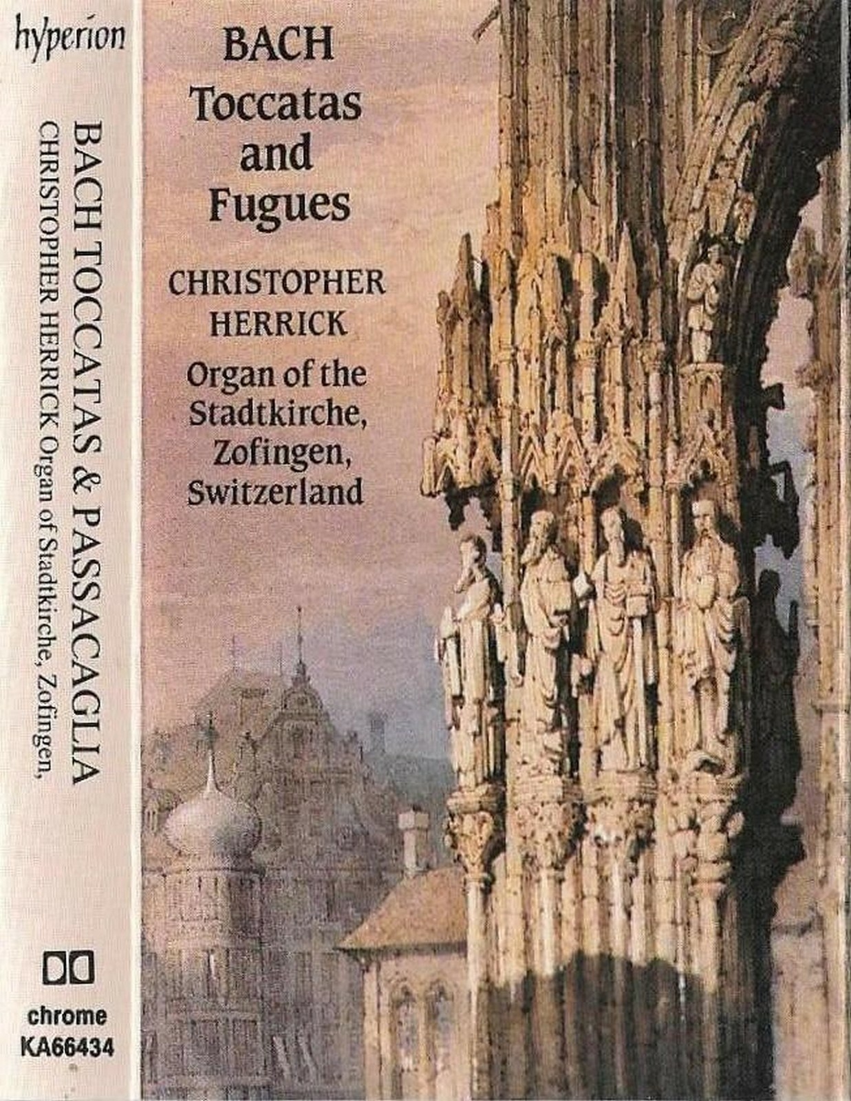 J S Bach Christopher Herrick ‎Toccatas And Fugues CASSETTE ALBUM Classical Organ