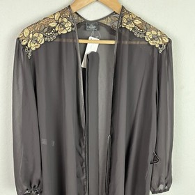 Lise Charmel France Robe Small S Brown Gold Lace Sheer Lingerie Deadstock VTG