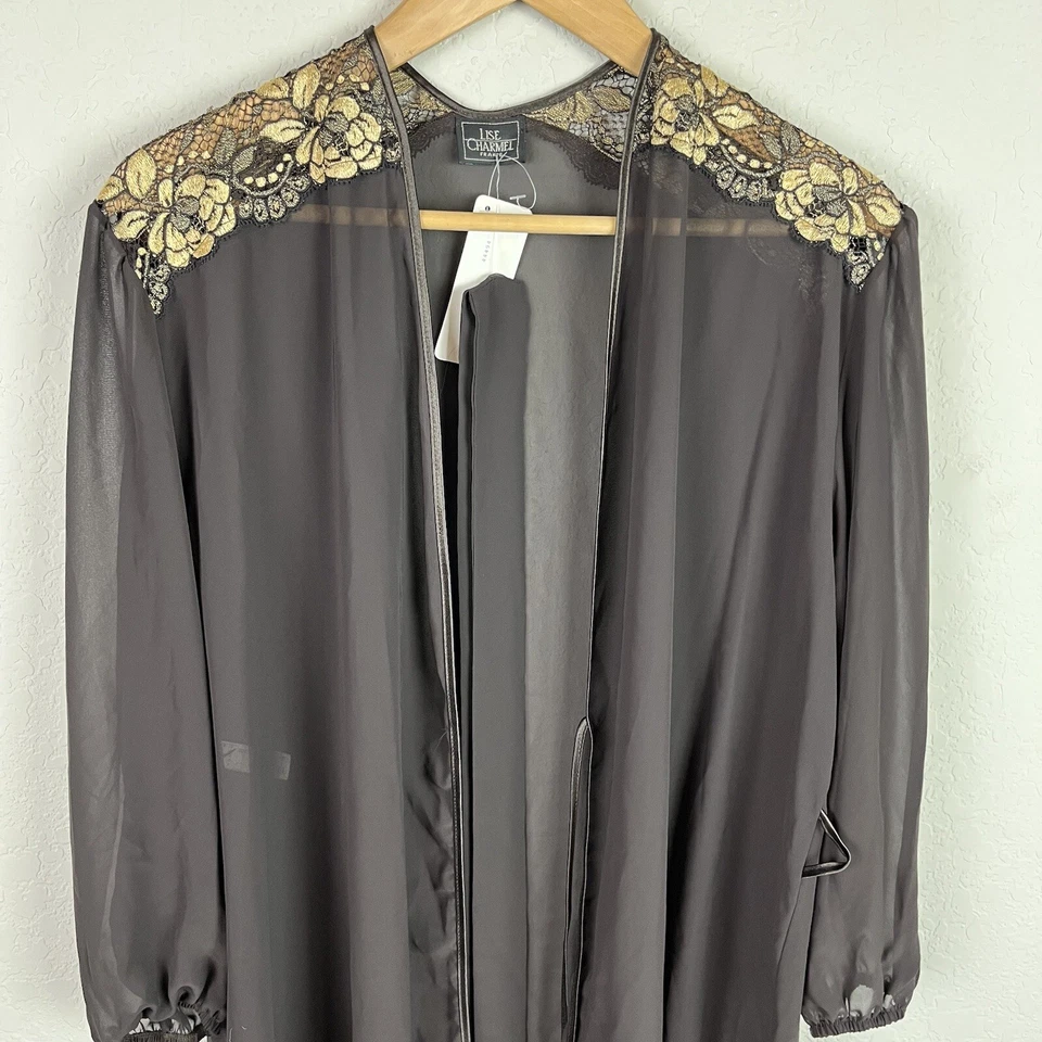 Lise Charmel Francia Bata Pequeña S Marrón Dorado Encaje Lencería Transparente Stock Muerto De Colección Foto 4 de 4