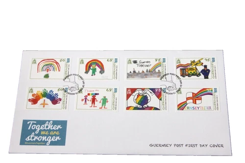 GUERNSEY 2020 TOGETHER WE ARE STRONGER ILLUSTRATED FDC GUERNSEY HANDSTAMP