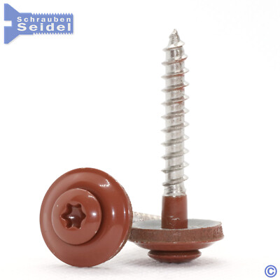 Spenglerschrauben Kupferbraun RAL 8004 | 15mm Dichtscheibe | A2 | Torx Ziegelrot