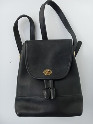 Vintage Coach Black Leather Daypack (#9960) COACH 9960 Vintage Mini Backpack Black Leather Turnlock Old  main image 3