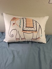 Raypur Embroidered Elephant Throw/Bed Pillow