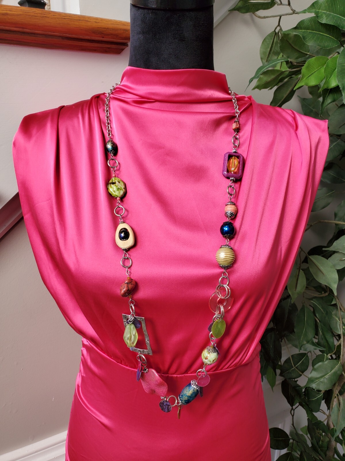 Pink Women's Solid Polyester Mock Neck Sleeveless… - image 2