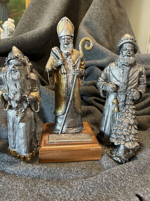 Vintage 3 Pewter Santa Claus Bishop Xmas Lot Michael Ricker 1988 Free  Priority