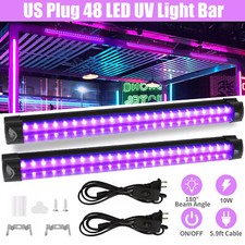 2Pcs 48LED UV Black Light Bar Fixtures Ultraviolet Lamp Strip US Plug Party Club