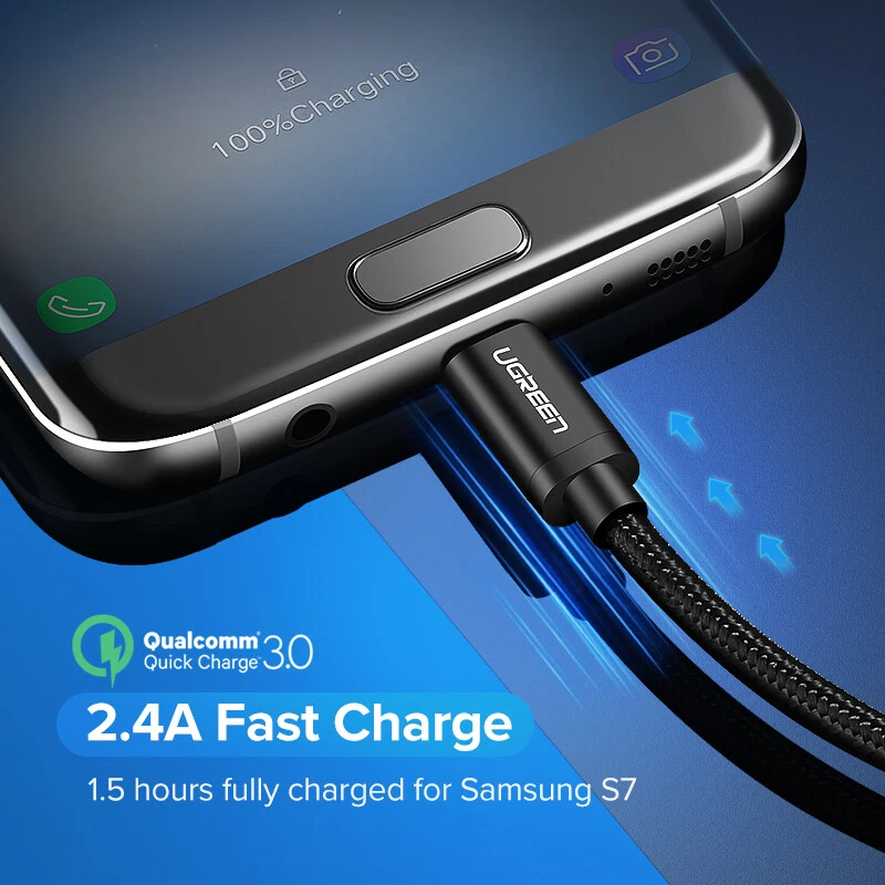 Ugreen Micro USB Cable Trenzado Carga Rápida Datos Negro Gris Plata. 0,25 m - 3 m Foto 3 de 4