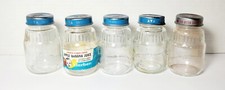 Lot Of 5 Vintage 1980s Gerber Baby Food Juice Jars With Lids 4.2 oz