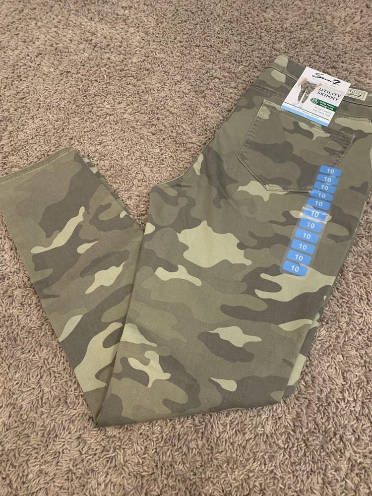 NWT Women's Seven7 Green Camouflage Utility Skinny Jeans Pants Sz 6-16 MSRP $69