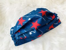 Patriotic Red White Blue USA Stars Face Mask Washable Cotton Double Layer Adults