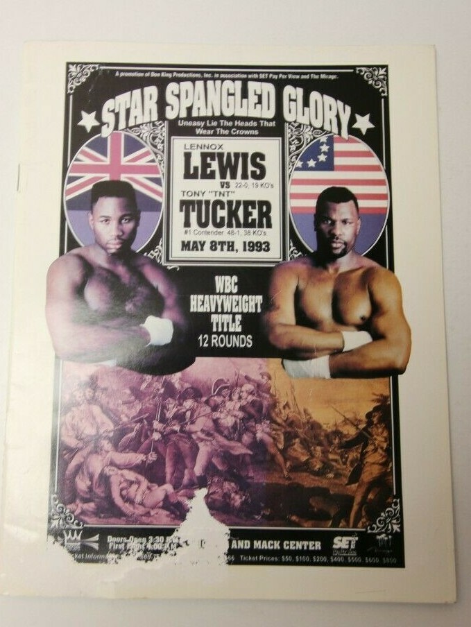 1993 LENNOX LEWIS VS TONY TUCKER COVER BOXING PROGRAM VERY RARE | eBay