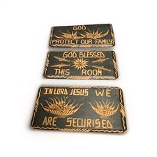 God Blessing Wood Hangings Hand Made And Painted Set Of 3