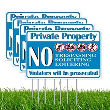 Private Property No Soliciting Loitering Trespassing Yard Sign Protect Your Home