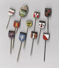 Vintage enamel COAT OF ARMS NETHERLANDS stick pin badges 1960 City Logo Heraldic