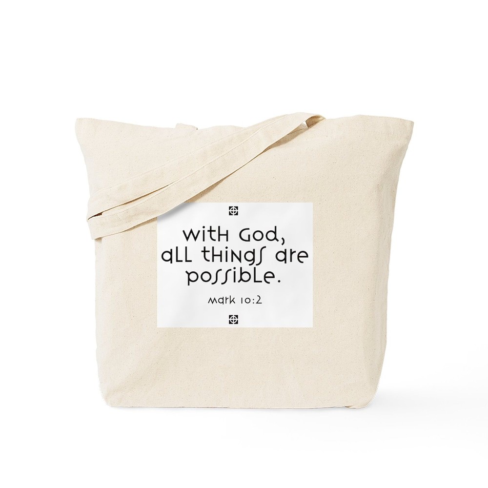 CafePress With God Natural Canvas Tote Bag, Cloth Shopping Bag (85236441)
