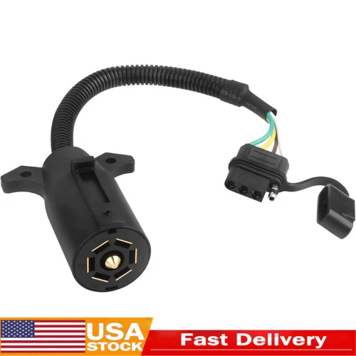 Truck RV Blade 7-Way to 4-Way Flat Trailer Wiring Adapter Connector Plug 7/4 Pin - Picture 2 of 20