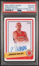 2022 TOPPS CHROME JORDAN WALSH MCDONALD AA GAMEDAY PAPER AUTO PSA 10