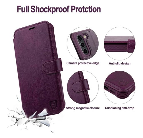 Galaxy S23+ Wallet Case Lila PU Leder Flip Cover mit Band RFID Schutz - Bild 2 von 4
