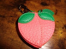 Peach Fruit Coin Purse Keychain, Cute Fruit Shaped Bag Charm - Brand New 