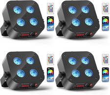 Mini Rechargeable Par Lights, 4 18W RGBWA UV 6 in 1 Battery Powered Upights, A
