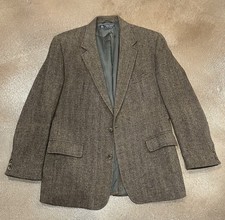 Vintage Brooks Brothers Shetland Tweed Brown 42L USA 1990s Ivy League