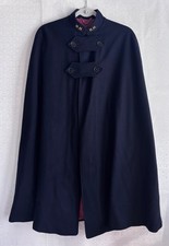 VTG 40s-50s SNOWHITE BLUE RED WOOL NURSE'S CAPE CLOAK SMALL HOLES IN LINER S/M