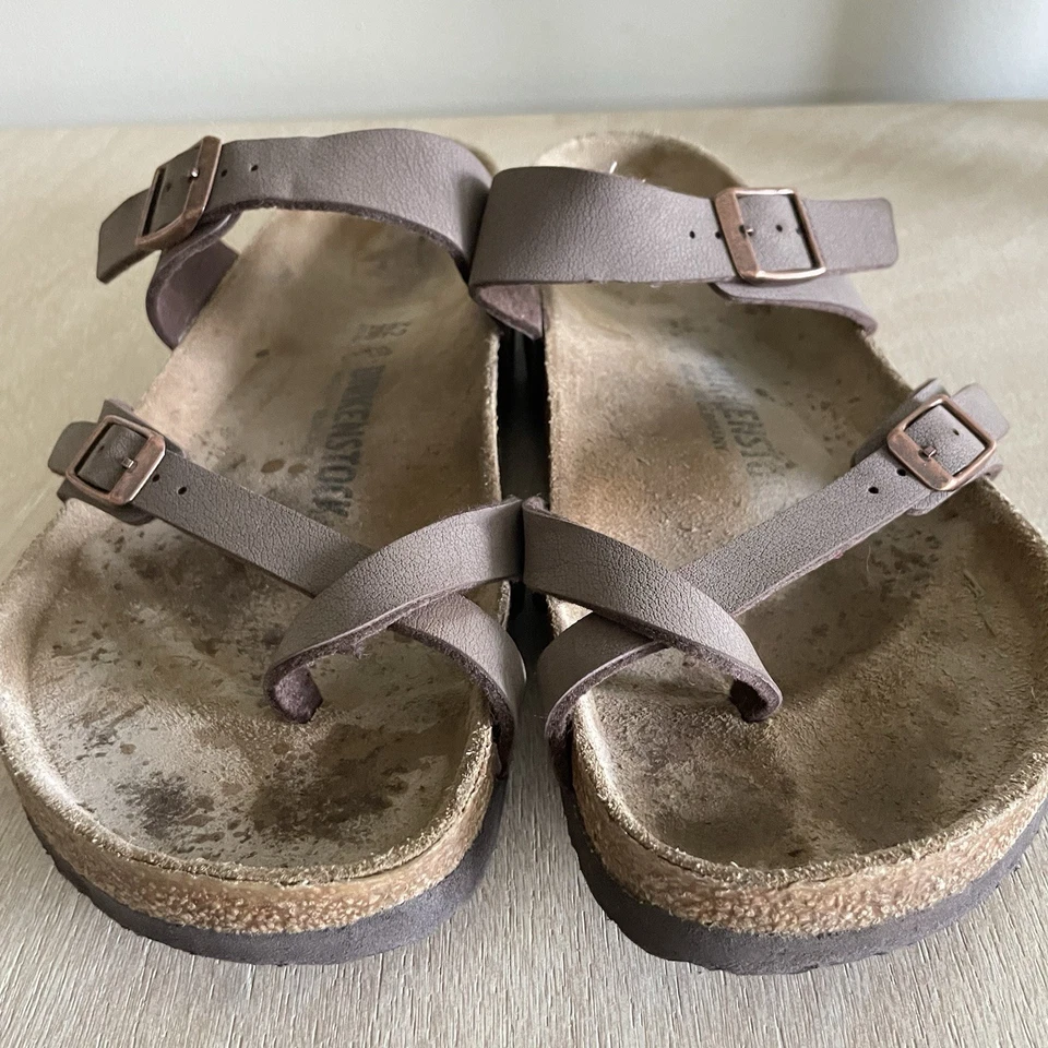 Sandalia Birkenstock Mayari Talla 42 Cuero Engrasado Tabaco Marrón Corcho Plantilla Foto 3 de 4