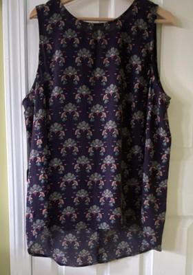 Daniel Rainn Women s Navy Blue Floral Sleeveless Blouse Size XXL