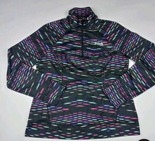 FILA Sport Pullover PERFORMANCE Shirt Pockets Fitted 1/4 Zip Women Thumb holes L