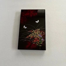 Lacquer postcard holder, butterfly and flower decoration