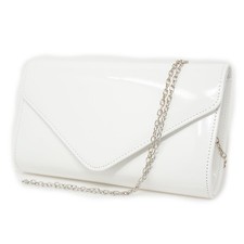 Pochette bianca vernice lucida da cerimonia clutch borsa piccola borsetta donna