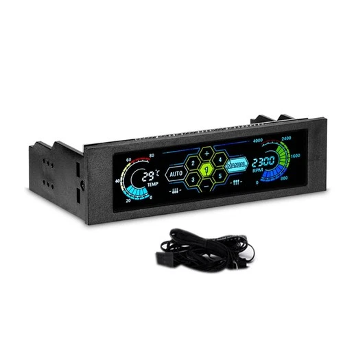 CPU Temperature Sensor PC Cooling Fans Controller 5.25 Large LED Auto Manual