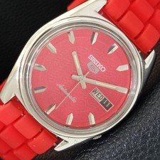 SEIKO 5 AUTOMATIC VINTAGE 6119C JAPAN MENS RED COLOR DIAL WATCH a702320-1