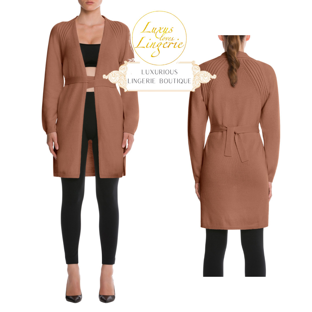 Braid Knit Cardigan By Wolford M Caramel Brown Sweater Jacket With 57% Wool