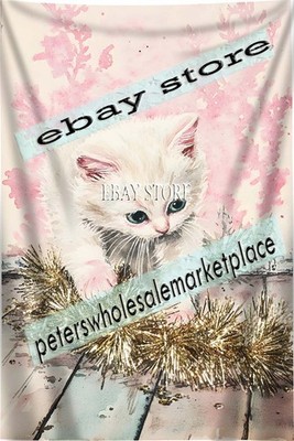 Tapestry Snowy Cute Cat Wall Art winter snow aesthetic 39X59 in