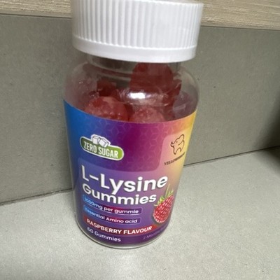 Yellogummies L-Lysine Sugar-Free Raspberry Gummies 1000mg 60 Count Exp 08/2027