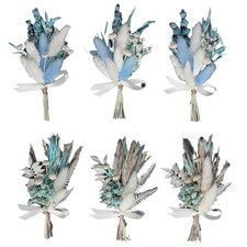 Mini Dried Flower Bouquet Set 6 pcs , Small Blue Bouquet, Boho Wedding