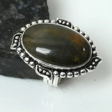 Labradorite Gemstone Ethnic Handmade Ring Jewelry For Unisex US Size-8 AR 15734