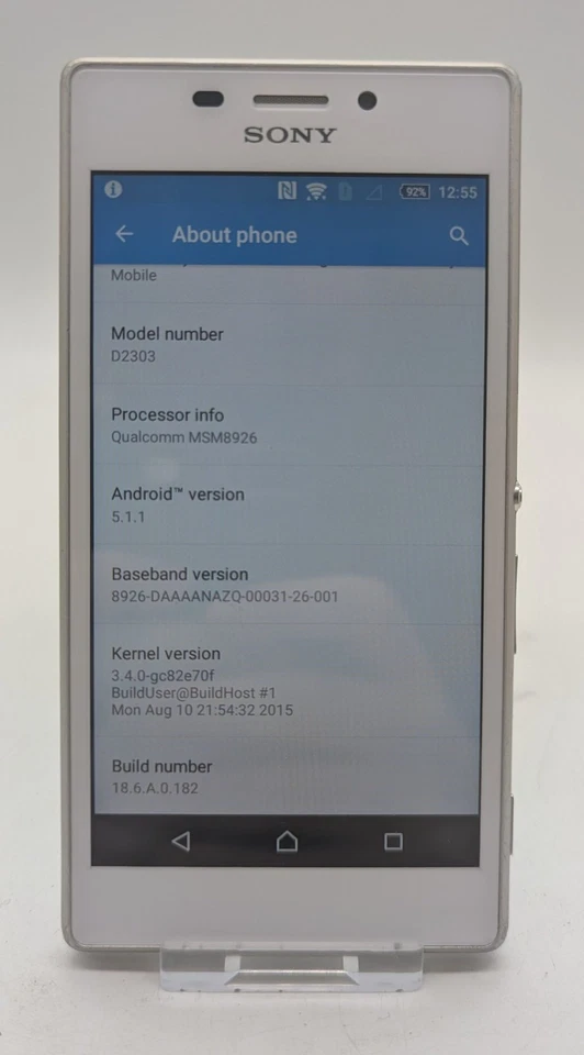 Sony White Xperia D2303 Android 5.1.1 Mobile Phone 8GB storage with Charger - B - Image 3 of 4