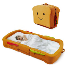 Toddler Travel Bed, Foldable Soft Foam Floor Bed w/ Safety Rail Washable Cover