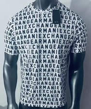 New Armani Exchange Men's Regular Fit  Allover Signature Logo Short Sleeve Shirt