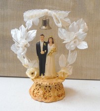 Cake topper matrimonio vintage anni 20-40 con campanella e fiori D7486