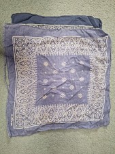 Vintage Fast Color Blue Paisley BANDANA Handkerchief USA Made 21.5" Biker