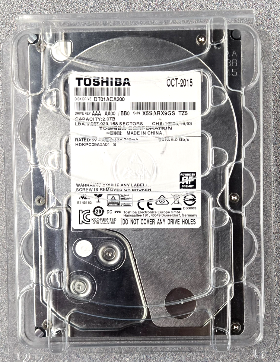 Toshiba 2TB DT01ACA200 SATA III 6Gb/s 7200RPM 3.5 Inch AF Format