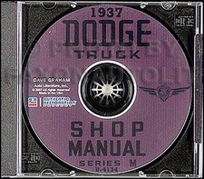 1937 Dodge Pickup And Truck Shop Manual On Cd Repair Service
