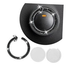 Bling Rhinestone Car Engine Start Stop Decoration Ring, Sparkly Crystal Black