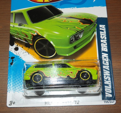 2012 Hot Wheels VOLKSWAGEN BRASILIA Green - Walmart Exclusive Windshield Banner
