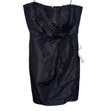 J Crew Dress Womens 10 Black Selma Silk Taffeta Strapless Sheath Mini Cocktail