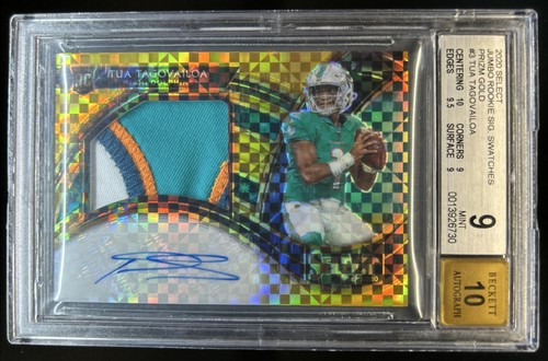 2020 Select Tua Tagovailoa Jumbo Rookie Patch Gold Prizm Auto RC #/10 BGS 9